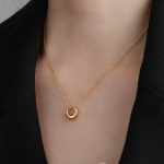 Gold Plated Stainless Steel Anti Tarnish Geometric Circle Pendant - Image 4