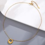 Gold Plated Stainless Steel Anti Tarnish Geometric Circle Pendant - Image 8