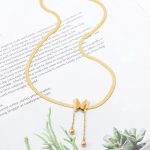 Gold Plated Stainless Steel Anti Tarnish Butterfly Themed Snake Chain Pendant - Image 7