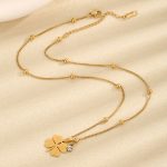 Gold Plated Stainless Steel Anti Tarnish Clover Themed Pendant - Image 6