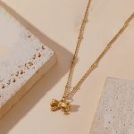 Gold Plated Stainless Steel Anti Tarnish Bow Themed Pendant - Image 3
