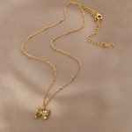Gold Plated Stainless Steel Anti Tarnish Bow Themed Pendant - Image 4