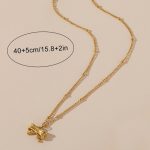 Gold Plated Stainless Steel Anti Tarnish Bow Themed Pendant - Image 6