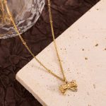 Gold Plated Stainless Steel Anti Tarnish Bow Themed Pendant - Image 8