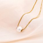 Gold Plated Stainless Steel Anti Tarnish Pearl Studded Pendant - Image 3