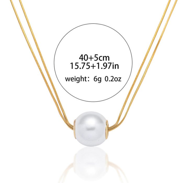 Gold Plated Stainless Steel Anti Tarnish Pearl Studded Pendant - Image 6