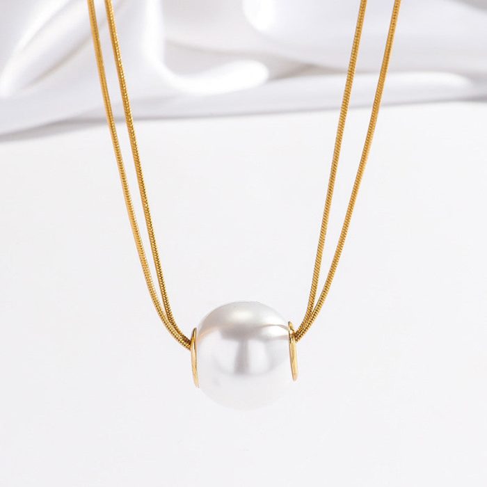 Gold Plated Stainless Steel Anti Tarnish Pearl Studded Pendant - Image 9