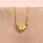 Gold Plated Anti Tarnish Stainless Steel Heart themed Separable Magnet Pendant - Image 7