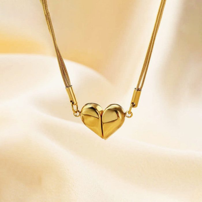 Gold Plated Anti Tarnish Stainless Steel Heart themed Separable Magnet Pendant - Image 8