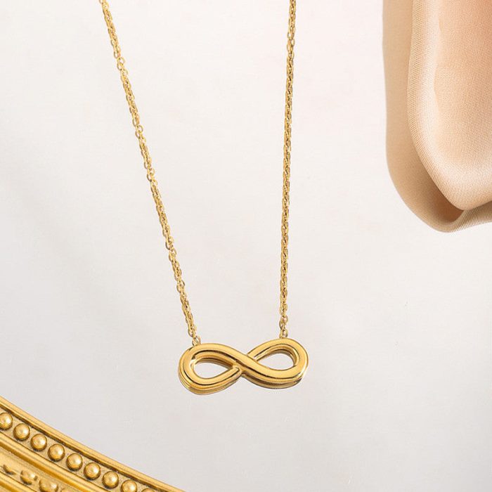 Gold Plated Anti Tarnish Stainless Steel Infinity Themed contemporary Pendant - Image 8
