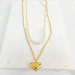 Gold Plated Anti Tarnish Stainless Steel Heart Themed Pearl Studded Pendant - Image 5