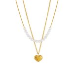 Gold Plated Anti Tarnish Stainless Steel Heart Themed Pearl Studded Pendant - Image 7
