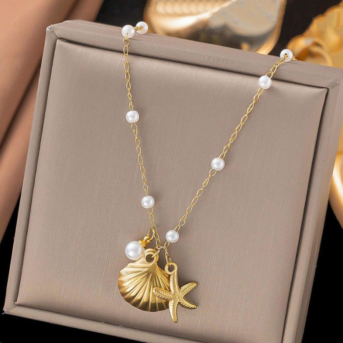 Gold Plated Anti Tarnish Stainless Steel Star Fish Themed Pendant - Image 6