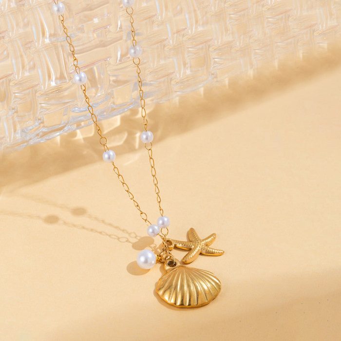 Gold Plated Anti Tarnish Stainless Steel Star Fish Themed Pendant - Image 3