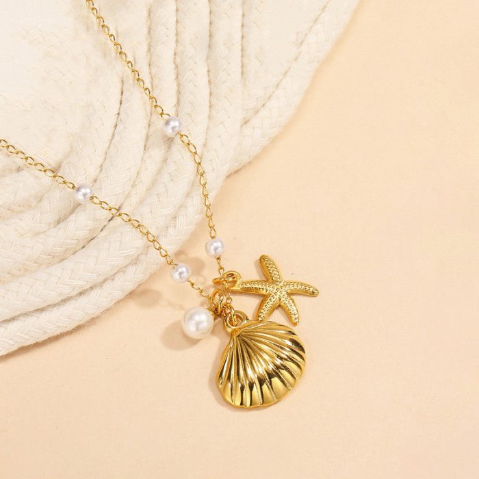 Gold Plated Anti Tarnish Stainless Steel Star Fish Themed Pendant - Image 4