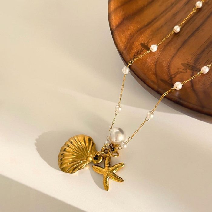 Gold Plated Anti Tarnish Stainless Steel Star Fish Themed Pendant - Image 8