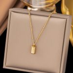 Gold Plated Anti Tarnish Stainless Steel Golden Rectangular Pendant
