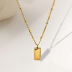 Gold Plated Anti Tarnish Stainless Steel Golden Rectangular Pendant - Image 4
