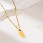 Gold Plated Anti Tarnish Stainless Steel Golden Rectangular Pendant - Image 5