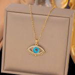 Gold Plated Anti Tarnish Stainless Steel Evil Eye Themed Pendant