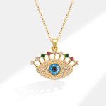 Gold Plated Anti Tarnish Stainless Steel Evil Eye Themed Multicolor Pendant - Image 3