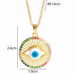Gold Plated Anti Tarnish Stainless Steel Evil Eye Themed Multicolor Pendant - Image 3