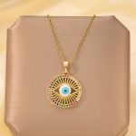 Gold Plated Anti Tarnish Stainless Steel Evil Eye Themed Multicolor Pendant - Image 5