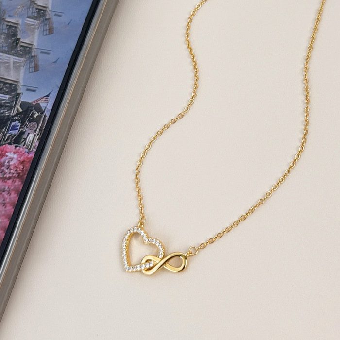Gold Plated Anti Tarnish Stainless Steel Infinity Heart Themed Pendant - Image 4