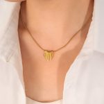 Gold Plated Anti Tarnish Stainless Steel Dangling Stripes Pendant - Image 3