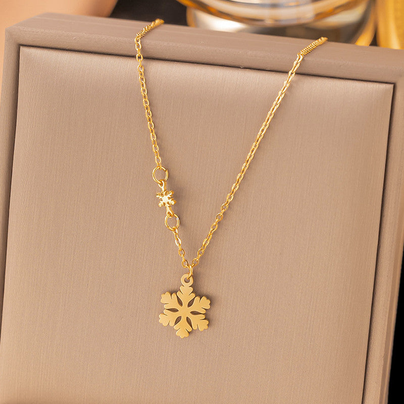 Gold Plated Anti Tarnish Stainless Steel Snow Flake Pendant - Image 1