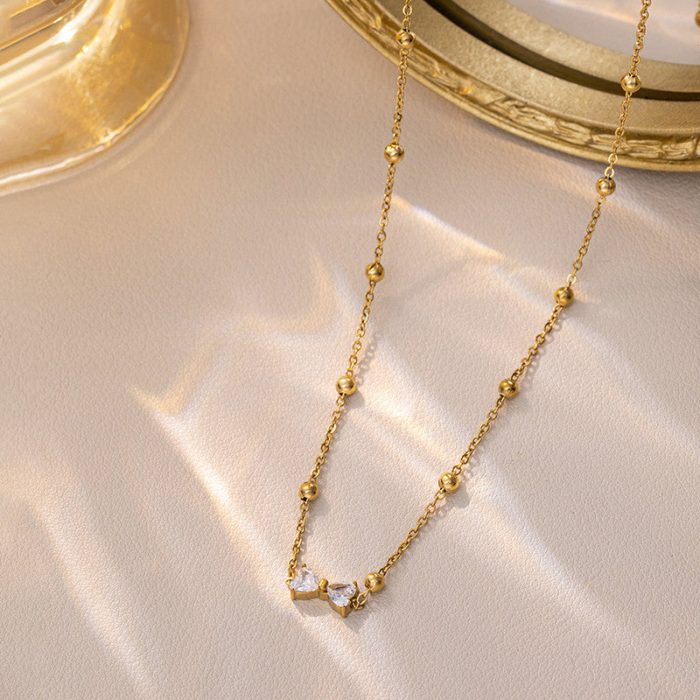 Gold Plated Anti Tarnish Stainless Steel Bow Themed Pendant - Image 4