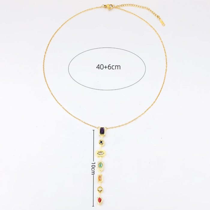 Gold-Plated Anti Tarnish Spectrum Chunky CZ Pendant - Image 8