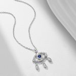 Silver Plated Stainless Steel Anti Tarnish American Diamond Studded Evil Eye Themed Pendant - Image 4