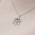 Silver Plated Stainless Steel Anti Tarnish American Diamond Studded Evil Eye Themed Pendant - Image 8