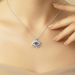 Silver Plated Stainless Steel American Diamond Studded Anti Tarnish Evil Eye Themed Pendant - Image 3