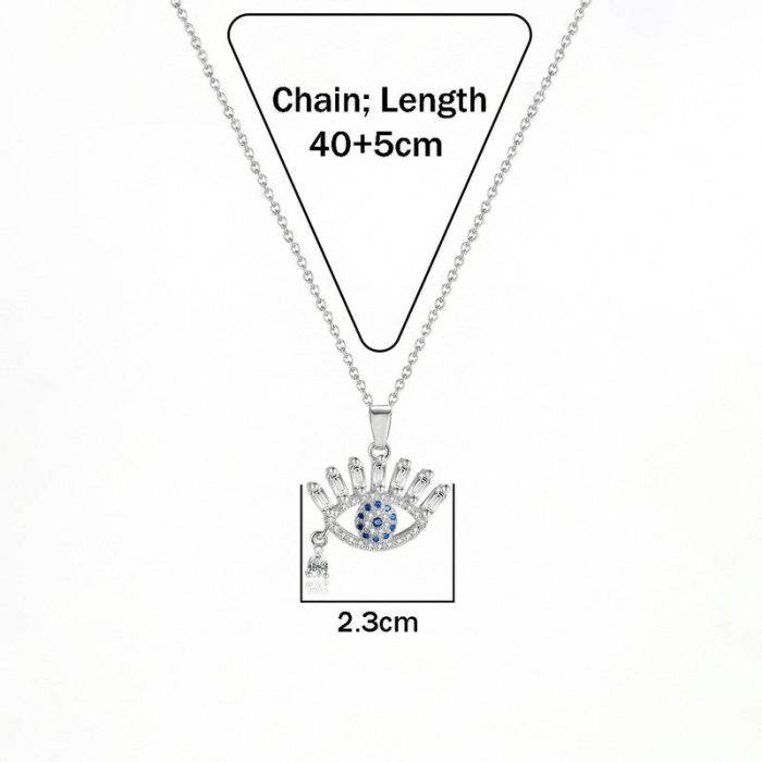 Silver Plated Stainless Steel American Diamond Studded Anti Tarnish Evil Eye Themed Pendant - Image 6