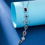 Silver-Plated Anti Tarnish Multicolor Spectrum Chunky CZ Pendant - Image 5