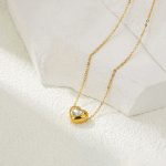Gold Plated Anti Tarnish White Heart Themed Contemporary Pendant