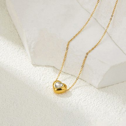 Gold Plated Anti Tarnish White Heart Themed Contemporary Pendant