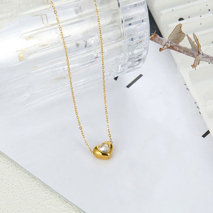 Gold Plated Anti Tarnish White Heart Themed Contemporary Pendant - Image 8