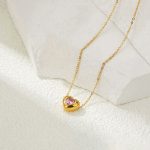 Gold Plated Anti Tarnish Pink Heart Themed Contemporary Pendant
