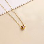 Gold Plated Anti Tarnish Pink Heart Themed Contemporary Pendant - Image 2