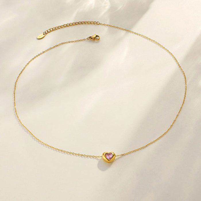 Gold Plated Anti Tarnish Pink Heart Themed Contemporary Pendant - Image 9