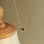 Gold Plated Anti Tarnish Green Heart Themed Contemporary Pendant - Image 9