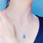 Silver Plated Anti Tarnish American Diamond Crushed Ice Cut Blue Heart Shape Pendant - VAIRAVI