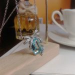 Silver Plated Anti Tarnish American Diamond Crushed Ice Cut Blue Geometrical Contemporary Pendant - VAIRAVI