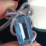 Silver Plated Anti Tarnish American Diamond Crushed Ice Cut Blue Geometrical Contemporary Pendant - VAIRAVI