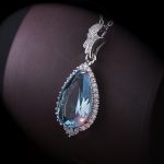 Silver Plated Anti Tarnish American Diamond Crushed Ice Cut Blue Teardrop Shape Contemporary Pendant - VAIRAVI