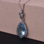 Silver Plated Anti Tarnish American Diamond Crushed Ice Cut Blue Teardrop Shape Contemporary Pendant - VAIRAVI