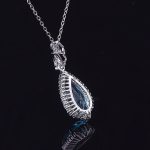 Silver Plated Anti Tarnish American Diamond Crushed Ice Cut Blue Teardrop Shape Contemporary Pendant - VAIRAVI